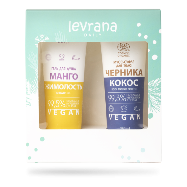 Набор подарочный новогодний Levrana Daily, средства для тела (гель для душа + мусс)